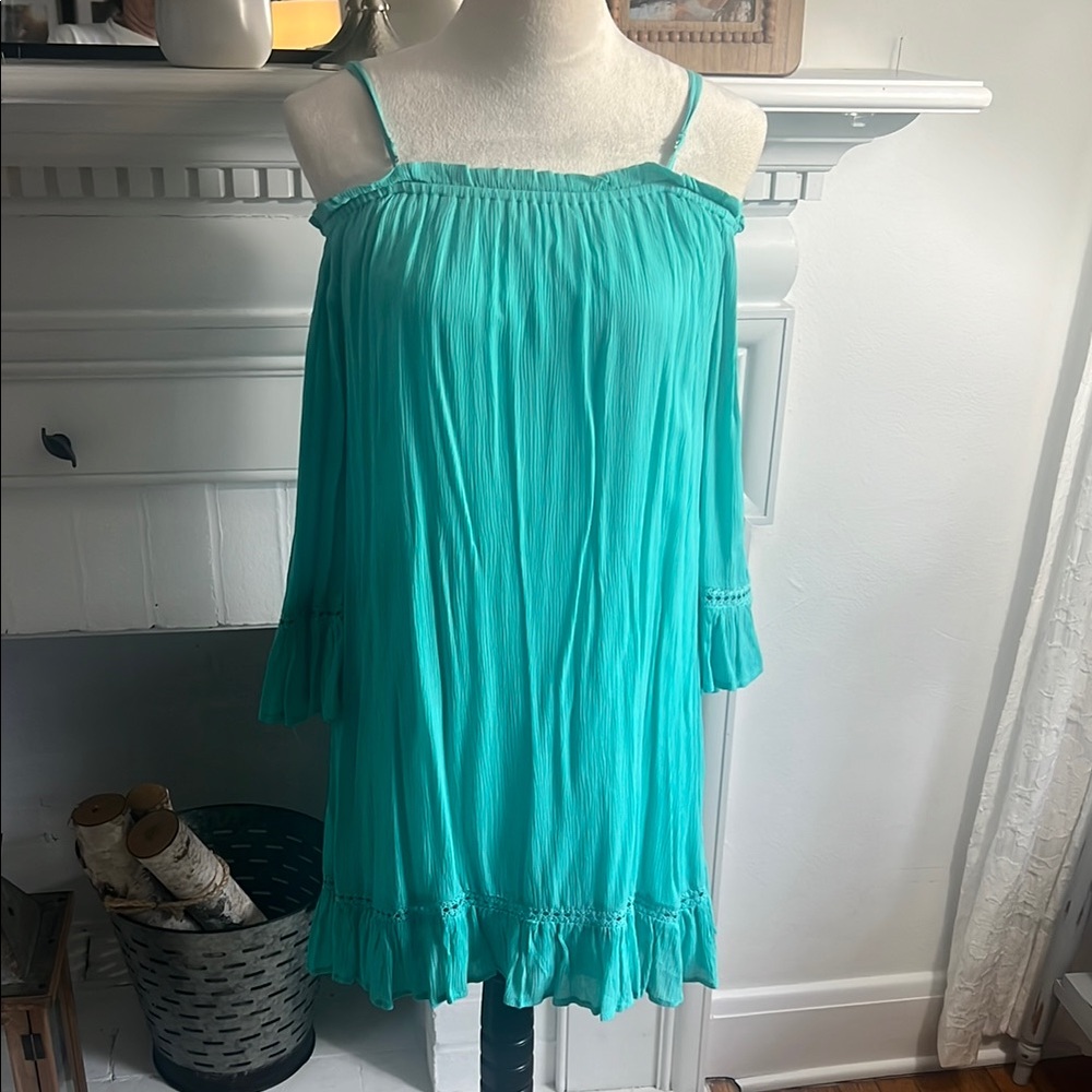 Off-Shoulder Teal Dress